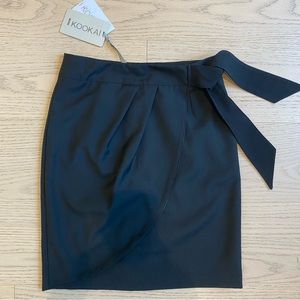 Kookai Paris Black Skirt, Wool-Blend, Wrap/Tulip Mini, Women’s (US S), NEW
